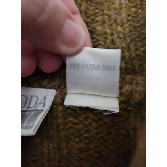 100% WOOL Moda Intl Boho Sweater Green ZiP - Picture 6 of 8